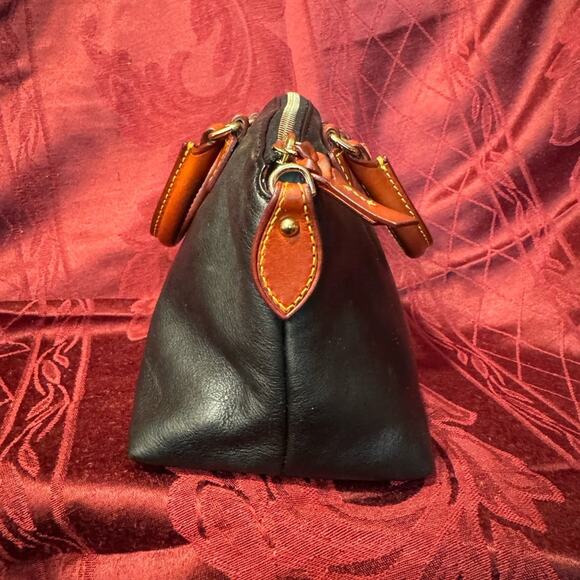 Dooney & Bourke Black Leather Satchel with Tan Handles - Picture 3 of 9